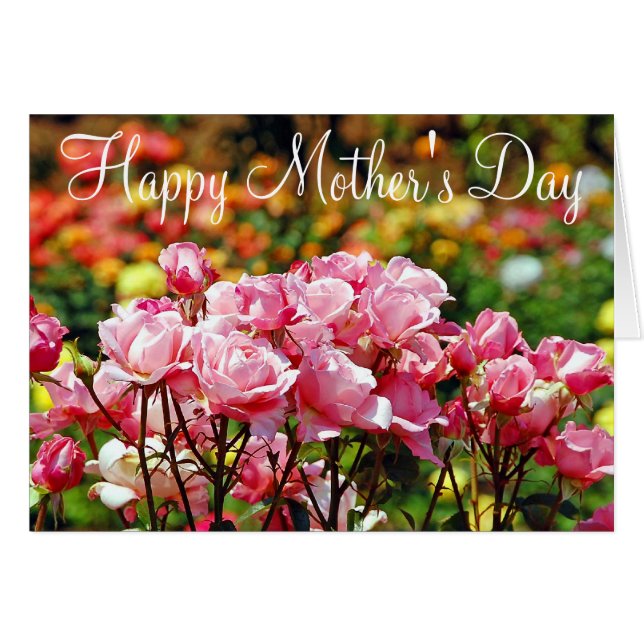 Rosa ros Mors dag hälsningskort (Framsidan Horizontal)