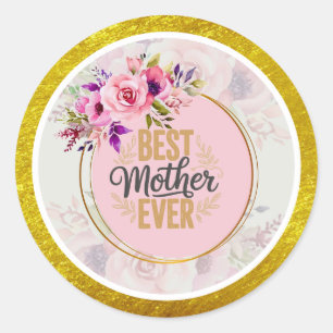 Rosa Ros Mors Dag I Världens Bästa Mamma Någonsin Runt Klistermärke
