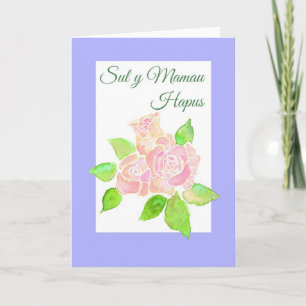 Rosa ros Mors dag-kort: Welsh Hälsning Kort