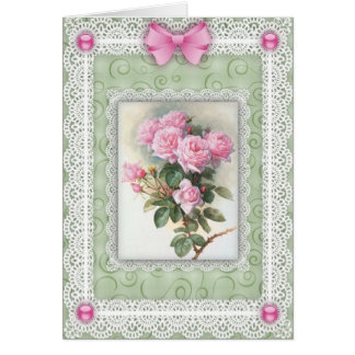 Rosa ros n-snöre hälsningskort