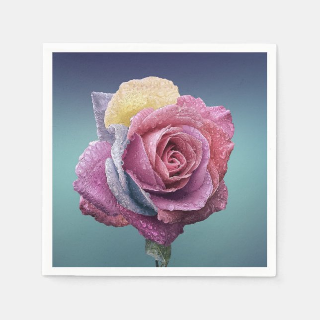 Rosa ros Napkins Pappersservett (Framsidan)