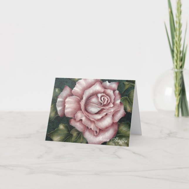 Rosa ros noterar kortet kort (Framsida)