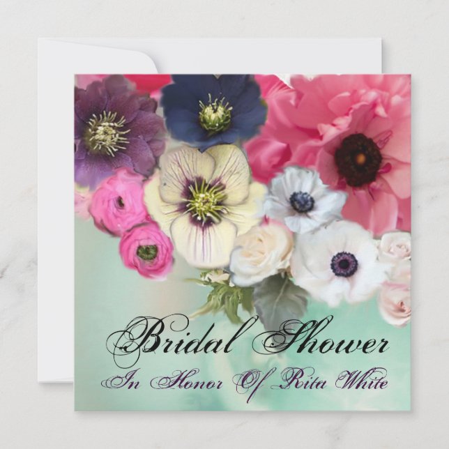 ROSA ROS OCH ANEMONFLÖDEN MÖHIPPA INBJUDNINGAR (Framsida)