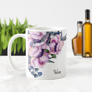 Rosa ros 🌹 och blått 💙 kaffemugg