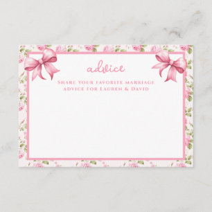 Rosa ros och Bows Coquette Advice-kort Tilläggskort