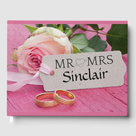 Rosa ros och Bröllop Ringar Gästböcker