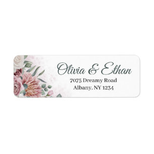 Rosa ros och Dahliasblommor Returadress Etikett