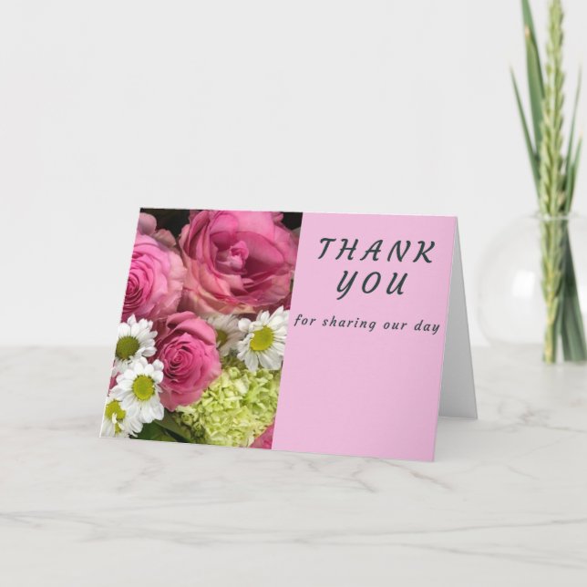 Rosa ros och Daisy Tack Kort (Framsida)