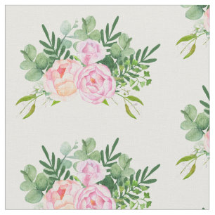 Rosa ros och Eucalyptus Bouquet Tyg