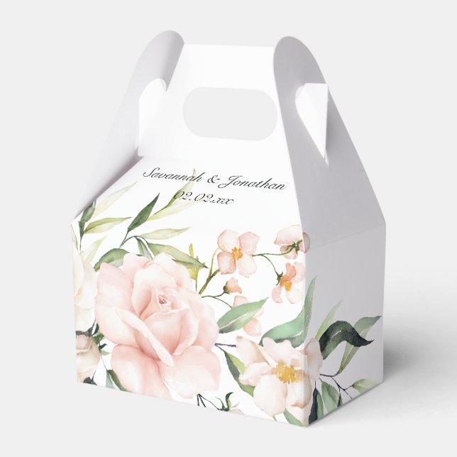  Rosa ros och Eukalyptus Grey Bröllop Presentaskar (Framsidan Sidan)