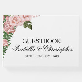 Rosa ros och Ferns Bröllop Guestbook Gästböcker