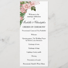 Rosa ros och Ferns Bröllopsprogram Program