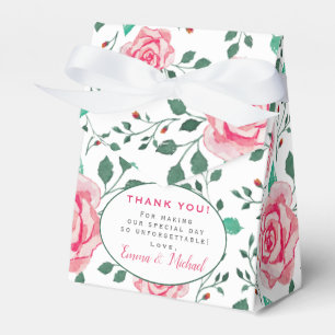 Rosa ros och Foliage Mönster Tack Bröllop Presentaskar