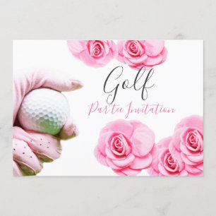 Rosa ros och golf boll inbjudningar