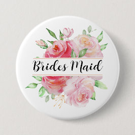 Rosa ros och Grey Blommigt Monogram Knapp