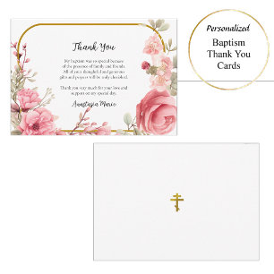 Rosa ros och Guld Ram Tack Kort