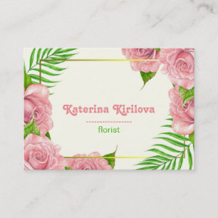 Rosa ros och handflatan löv visitkort