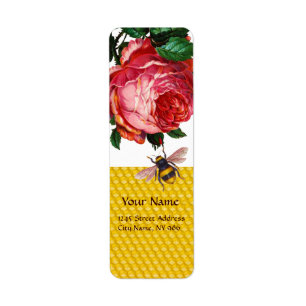 ROSA ROS- OCH HONUNGBI, BEEKEEPER RETURADRESS ETIKETT