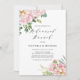  Rosa ros och Hydrangeas Rehearsal Brunch Inbjudningar