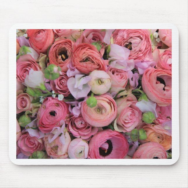 rosa ros och peonier efter Theroseorn Musmatta (Framsidan)