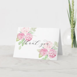 Rosa ros och peonier - tack för ditt kort