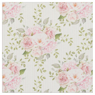 rosa ros och Peonies Stripe Mönster Tyg