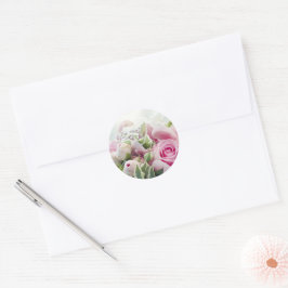 Rosa ros och Peony Buds Elegant EnKuvert Seal Runt Klistermärke