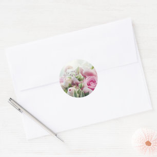 Rosa ros och Peony Buds Elegant EnKuvert Seal Runt Klistermärke