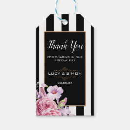 Rosa ros och Rand Tack Märkre Presentetikett