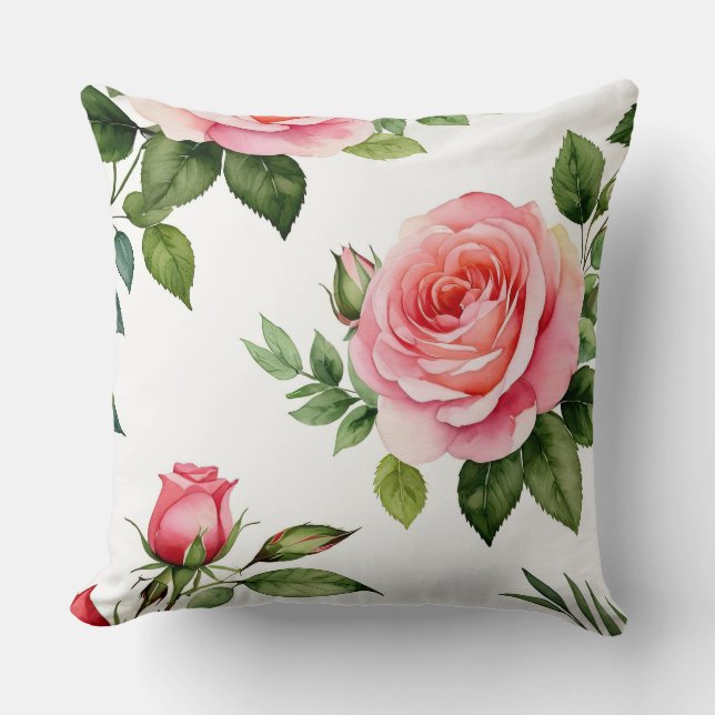 Rosa ros och Rosenknopp Kudde (Framsida)