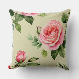 Rosa ros och Rosenknopp Kudde