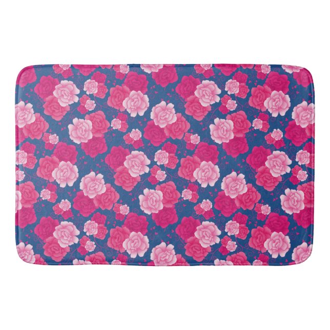 Rosa ros och Swirls Anpassningsbar Bath Mat Badrumsmatta (Framsidan)