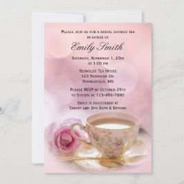 Rosa ros och Tekopp | Möhippa Tea Inbjudningar