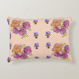 Rosa ros och Violets Shabby blommigt Decor Cushion Prydnadskudde