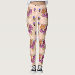 Rosa ros och Violets Shabby vattencolor Leggings