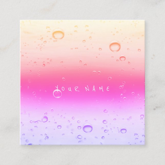 Rosa ros Ombre Abstrakt Vatten Oceanen Bollar Fyrkantigt Visitkort (Framsida)