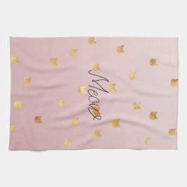  Rosa ros Ombre Guld Cats Kökshandduk