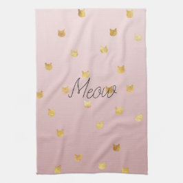 Rosa ros Ombre Guld Cats Kökshandduk