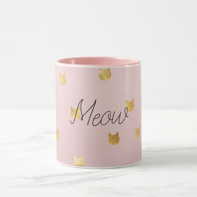  Rosa ros Ombre Guld Cats Mugg (Center)