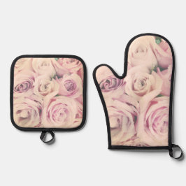 Rosa ros  Oven Mitt och Pot Holder Set