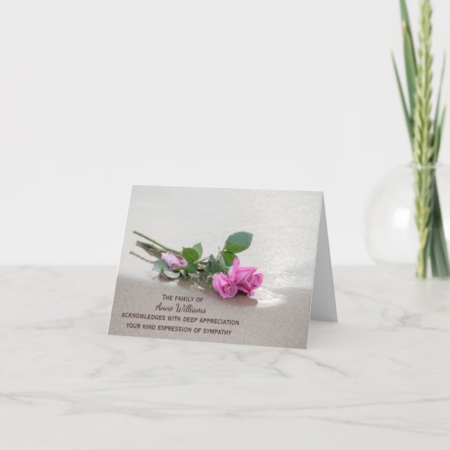 Rosa ros på Beach-Tacken från familjen Tack Kort (Framsida)