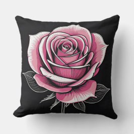 Rosa ros på Black Kudde