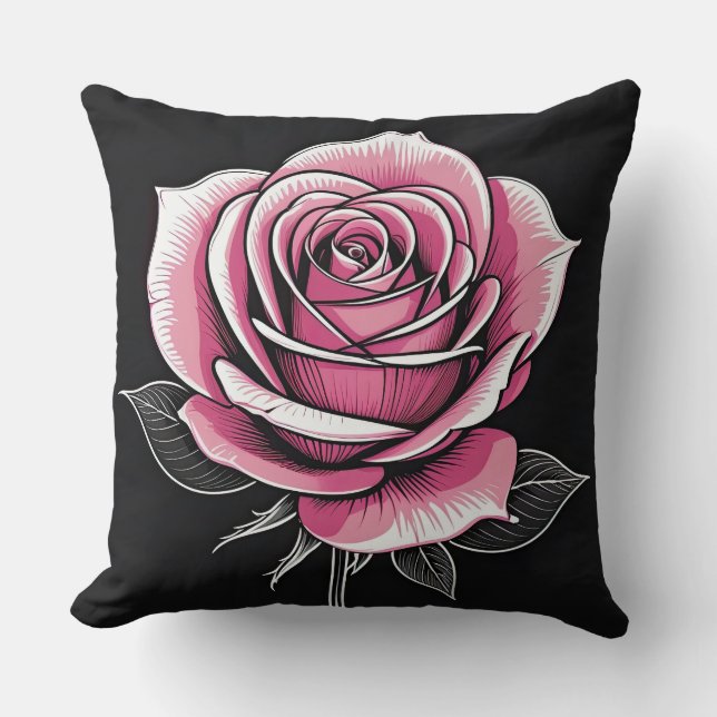 Rosa ros på Black Kudde (Framsida)