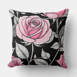 Rosa ros på Black Kudde