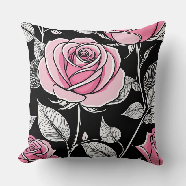 Rosa ros på Black Kudde (Framsida)