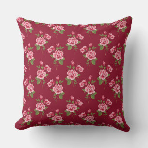 Rosa ros på Burgundy, Dekorativ kudde 20 x 20 tum