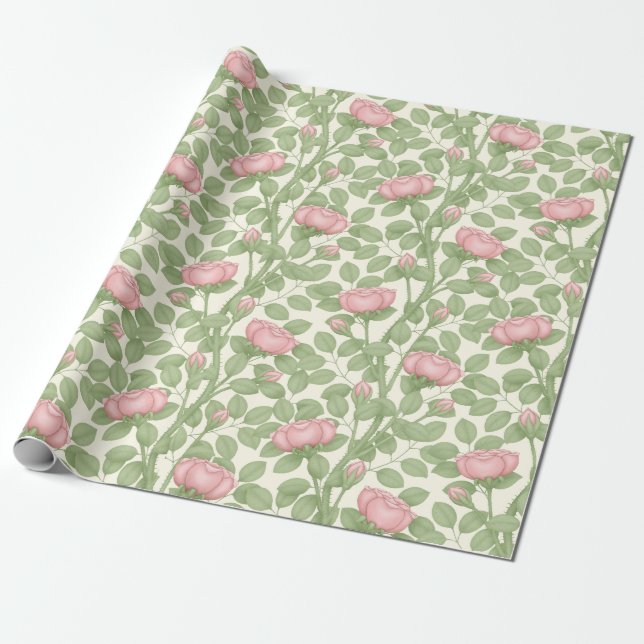 Rosa ros på Cream (stor ) Presentpapper (Utrullad)