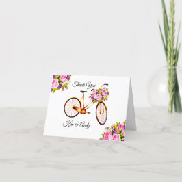 Rosa ros på cykel tack kort
