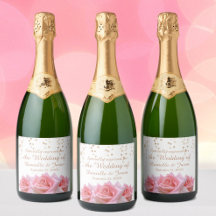 Rosa ros på etiketten Glitzy White Sparkling Vin