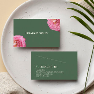 Rosa ros på Gröntens bakgrund Enkel Elegant Visitkort